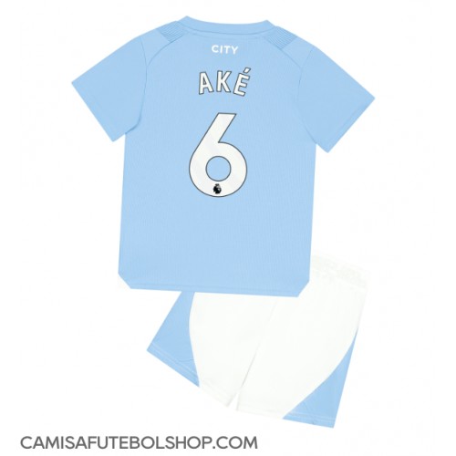 Camisa de time de futebol Manchester City Nathan Ake #6 Replicas 1º Equipamento Infantil 2023-24 Manga Curta (+ Calças curtas)